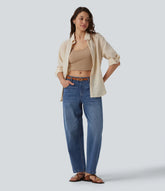 Halara Flex™ Low Rise Barrel Leg Casual Jeans with Pockets