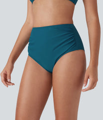 High Waisted Tummy Control Ruched Bikini Bottom Swimsuit