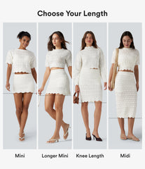 High Waisted 2-in-1 Open Knit Midi Sweater Skirt with Pockets