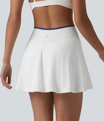 Mid Rise Color Block Crossover 2-in-1 Mini Tennis Skirt with Pockets