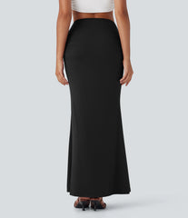 High Waisted Tummy Control Butt Lifting 2-in-1 Midi Casual Mermaid Skirt