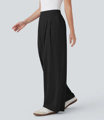 Breezeful™ High Waisted Wide Leg Quick Dry Work Pants with Pockets
