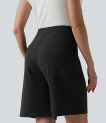 DayStretch Asymmetric Mid Rise Work Bermuda Shorts 10'' with Pockets
