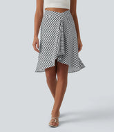 Crossover High Waisted Asymmetrical Hem Resort Skirt