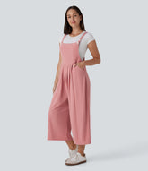 Pockets Capri Waffle Casual Overalls