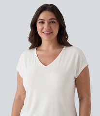 V-neck Short Sleeve Casual Plus Size T-Shirt