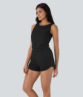 Reflective 2-in-1 Quick Dry Running Romper with Pockets-Easy Peezy Edition-UPF50+
