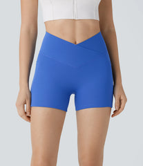 SoftlyZero™ Crossover High Waisted Pocket Antislip Yoga Biker Shorts 3''-UPF50+