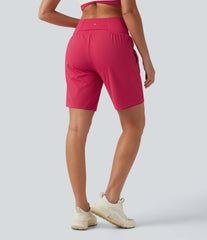 SoftlyZero™ Airy Crossover High Waisted 2-in-1 InstantCool Yoga Shorts 9'' with Pockets