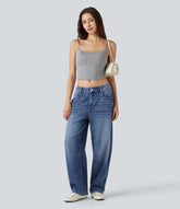 Halara Flex™ Low Rise Barrel Leg Casual Jeans with Pockets