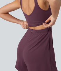 V Neck Built-in Bra Casual Romper with Pockets-Easy Peezy Edition