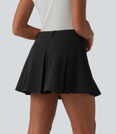 DayStretch Asymmetric Mid Rise 2-in-1 Pleated Mini Golf Skirt with Pockets