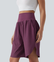 Breezeful™ High Waisted Tummy Control Split Hem Quick Dry Resort Shorts with Pockets