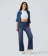 Halara Flex™ Mid Rise Crossover Tummy Control Straight Leg Casual Jeans with Pockets