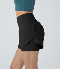 Breezeful™ Super High Waisted Curved Hem 2-in-1 Pocket Quick Dry Yoga Shorts 3.5''