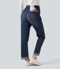 Halara Flex™ High Waisted Rolled Hem Casaul Slim Jeans with Pockets