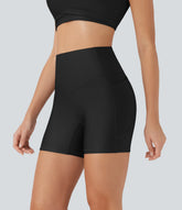 High Waisted Tummy Control Pocket Sheen Running Biker Shorts 5''