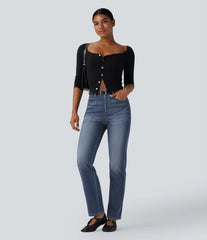 Halara Flex™ High Waisted Tummy Control Washed Casual Slim Jeans with Pockets