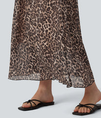 High Waisted Flowy Midi Casual Skirt with Pockets