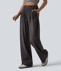 Halara Flex™ High Waisted Belted Wide Leg Casual Jeans with Pockets