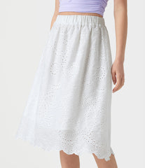 High Waisted Embroidery Eyelet Resort A-line Skirt