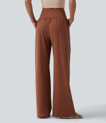 SoftlyZero™ Airy Crossover High Waisted InstantCool Casual Baggy Pants with Pockets