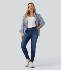 Halara Flex™ V-Shaped Mid Rise 7/8 Skinny Casual Jeans with Pockets