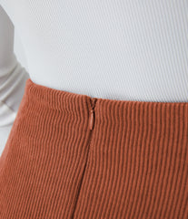 High Waisted 2-in-1 A Line Mini Corduroy Casual Skirt