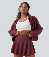 SpacerTek™ Collar Long Sleeve Pleated Zip Fly Casual Jacket