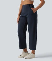 DayStretch High Waisted Barrel Leg Casual Pants with Pockets