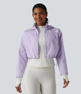 Durable Water Repellent Hooded Thumb Holes Curved Hem Running 3-in-1 Jacket with Pockets