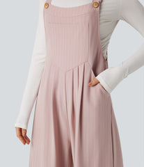 Wide Leg Stripe Overalls with Pockets