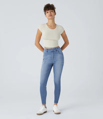 Halara Flex™ Mid Rise Pull On Pockets Casual Skinny Jeans