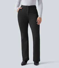 High Waisted Flare Work Pants with Pockets