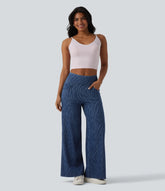 Halara Flex™ Mid Rise Tummy Control Zebra Stripe Casual Wide Leg Jeans with Pockets