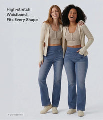 Halara Flex™ Curvy High Waisted Bootcut Washed Casual Jeans with Pockets