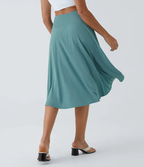 Breezeful™ High Waisted Asymmetric Ruffle High Low Flowy 2-in-1 Quick Dry Dance Skirt