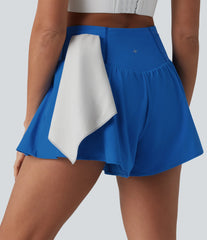 Breezeful™ High Waisted Crossover 2-in-1 Quick Dry Running Shorts 4'' with Pockets