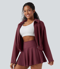 SpacerTek™ Collar Long Sleeve Pleated Zip Fly Casual Jacket