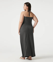 Plus Size Halter Tie Back Maxi Dress with Pockets