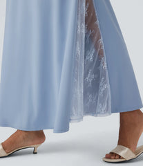 SoftlyZero™ Airy High Waisted Contrast Lace Flowy InstantCool Maxi Skirt