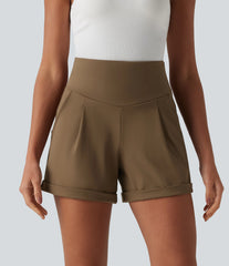 DayStretch High Waisted Tummy Control Work Shorts 4'' with Pockets
