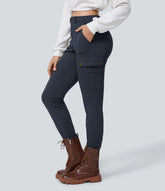 DayStretch High Waisted Zipper Pockets Solid Skinny Cargo Pants
