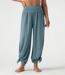Breezeful™ High Waisted Ruched Split Quick Dry Resort Flowy Pants with Pockets