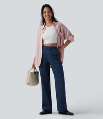 Halara Flex™ High Waisted Straight Leg Casual Jeans with Pockets