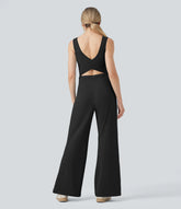 Crossover Casual Jumpsuit with Pockets-Easy Peezy Edition