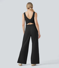 Crossover Casual Jumpsuit with Pockets-Easy Peezy Edition