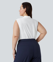 V Neck Sleeveless Work Plus Size Blouse