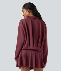 SpacerTek™ Collar Long Sleeve Pleated Zip Fly Casual Jacket