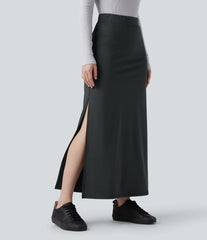 High Waisted A-Line Stripe Maxi Casual Skirt
